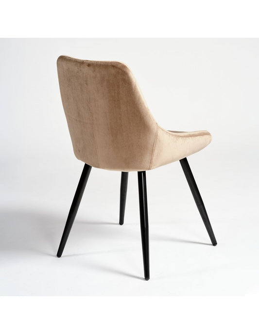 Taupe velvet chair with metal legs