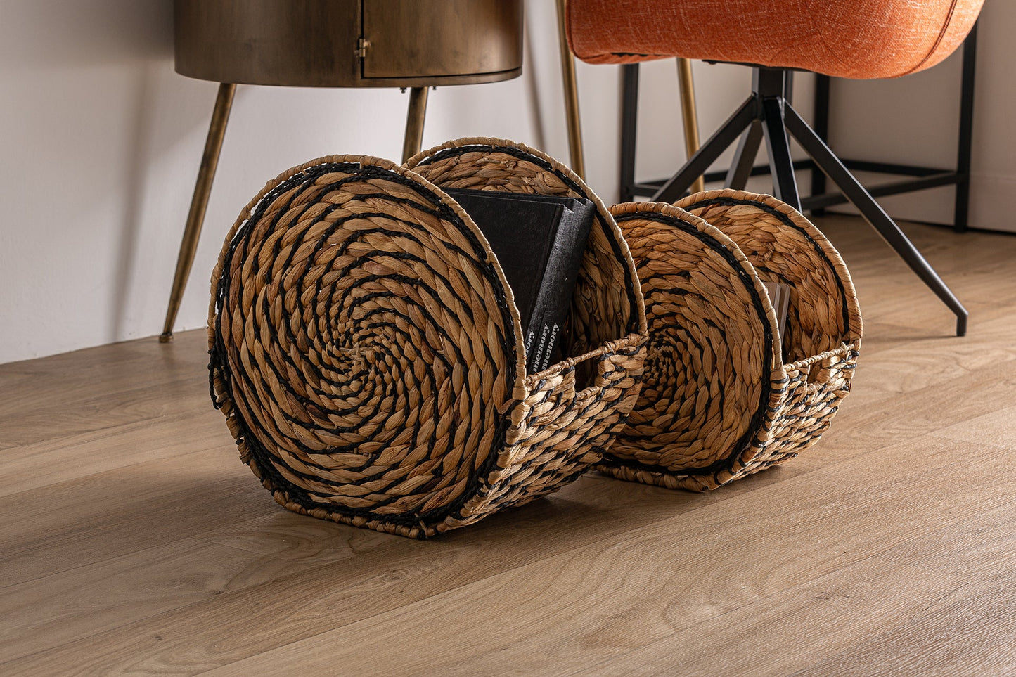 Blair Clothes Basket (Set Of 2) in Black/Natural Colour