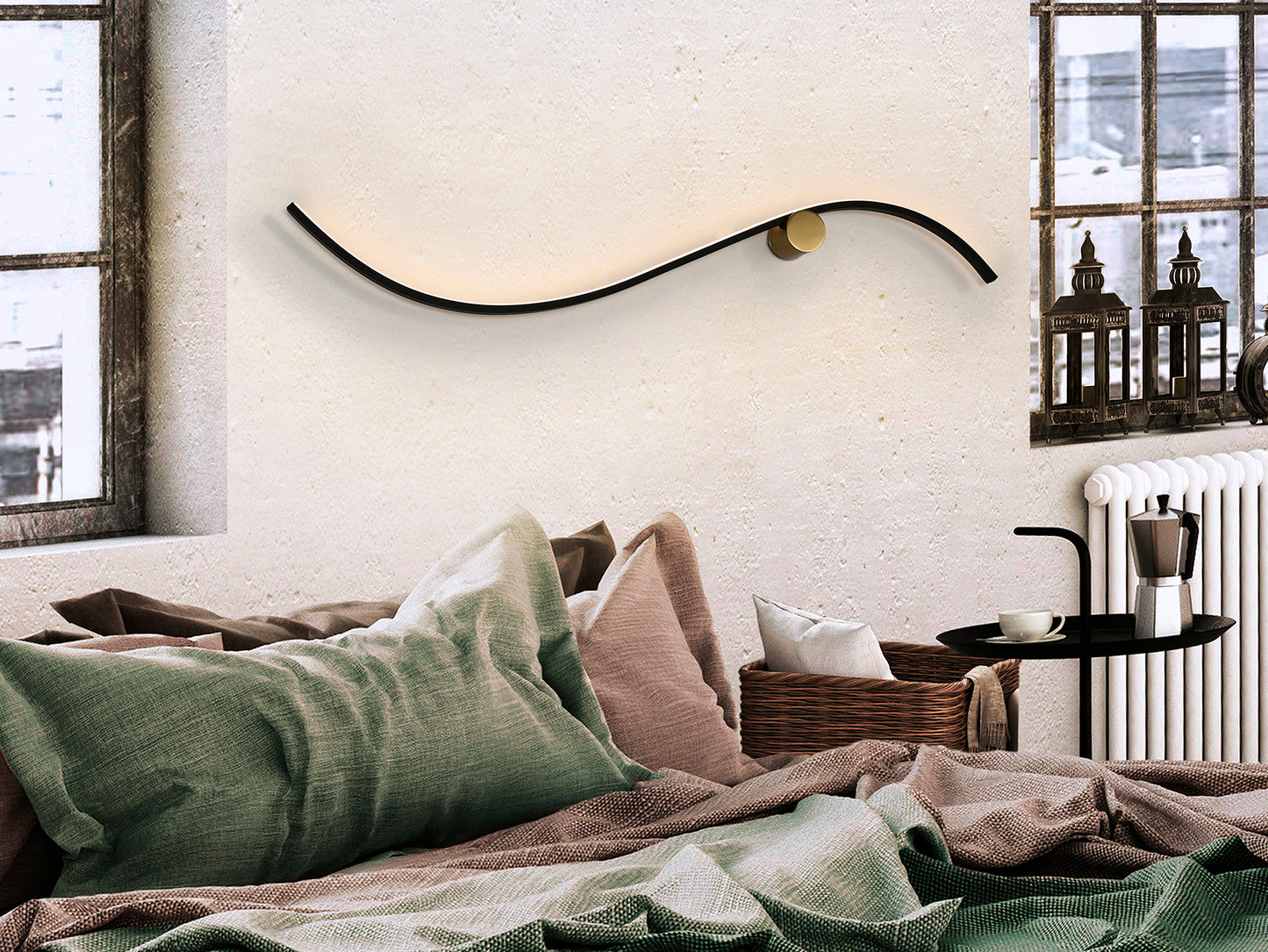 Siloe Black Gold Wall Lamp