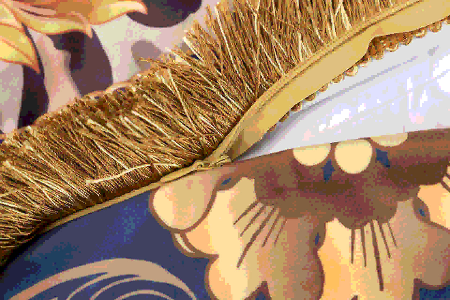 Velvet Cushion Feather Filling Fringe 60X13X60 Cm