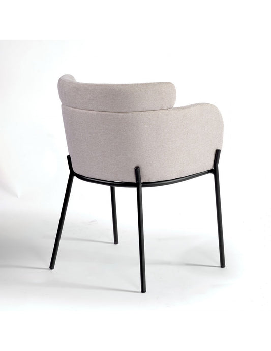 Sand and black metal upholstered armchair