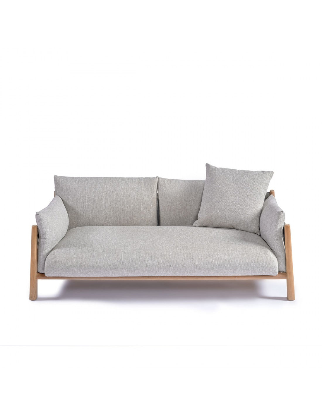 Teak two-seater sofa with exterior upholstery