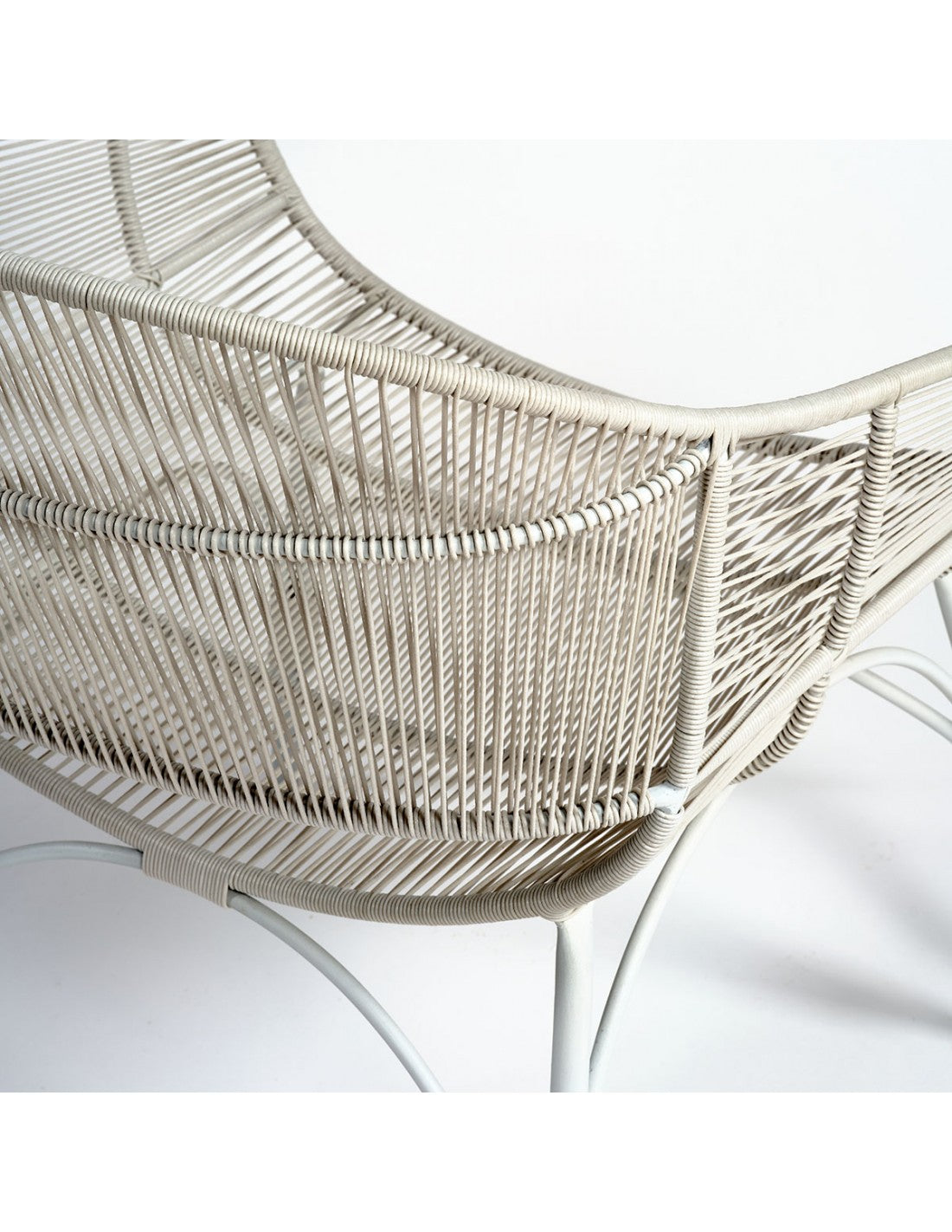Outdoor armchair in stone gray resin and metal