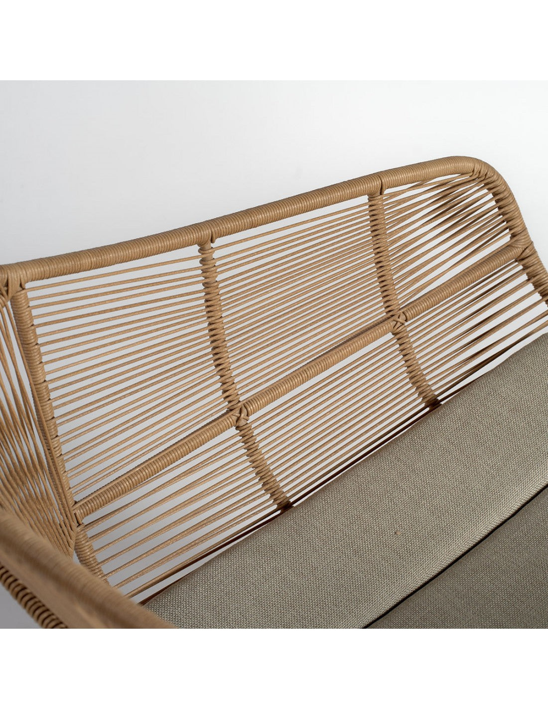 Synthetic rattan armchair under natural color