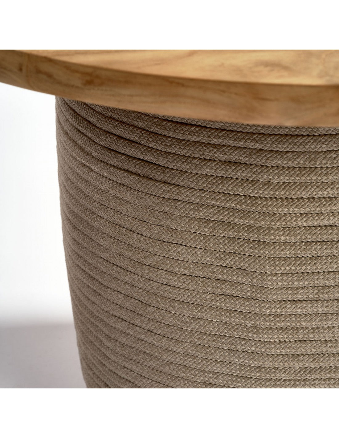 Mesa auxiliar redonda cuerda y teca 70