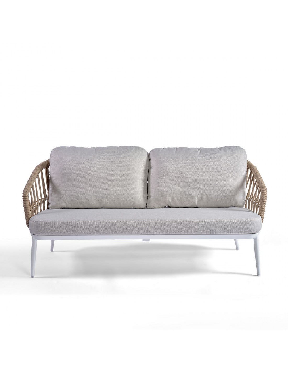 White aluminum and rope sofa