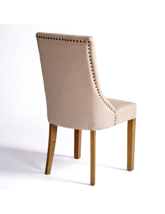 Tacked Linen and Oakwood Chair