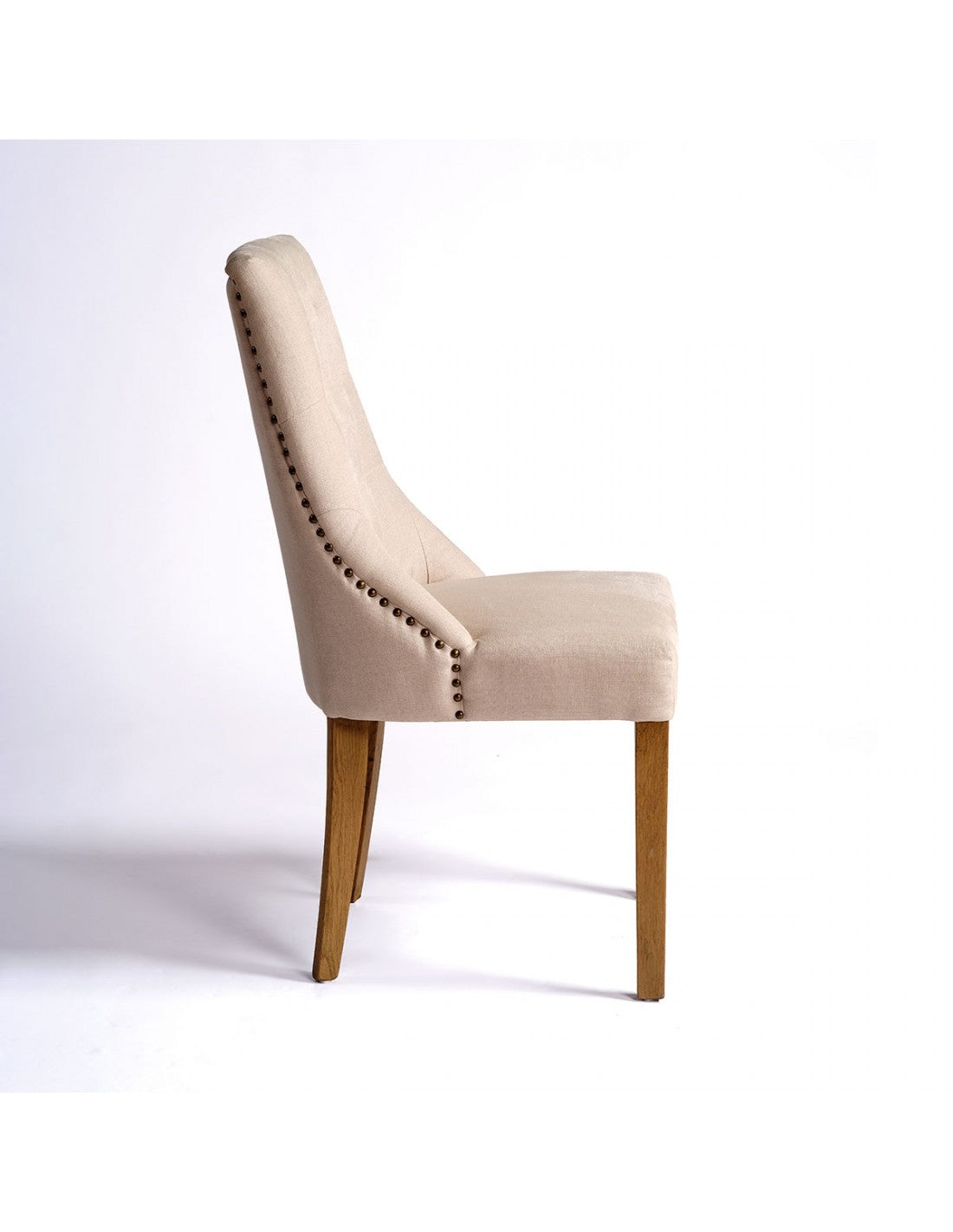 Tacked Linen and Oakwood Chair