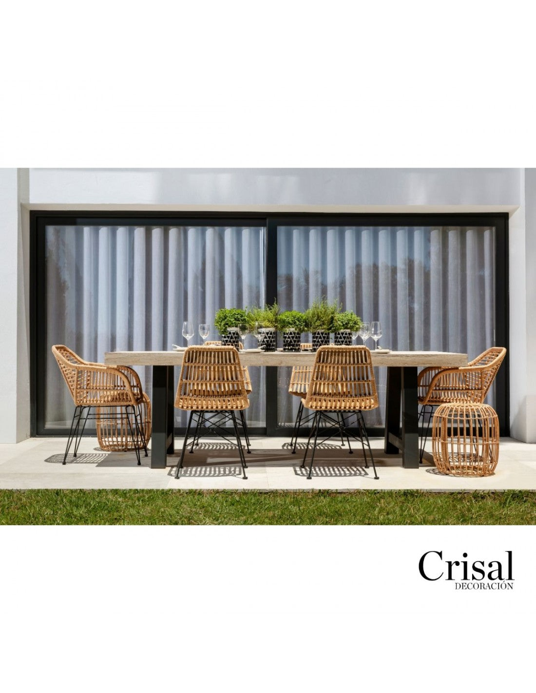 Graphite and teak metal table