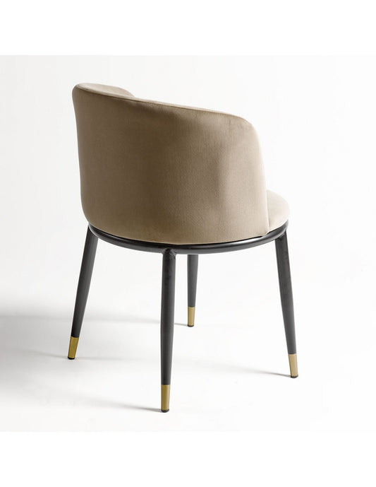 Beige velvet chair with round seat