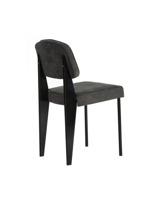 Black metal gray chair