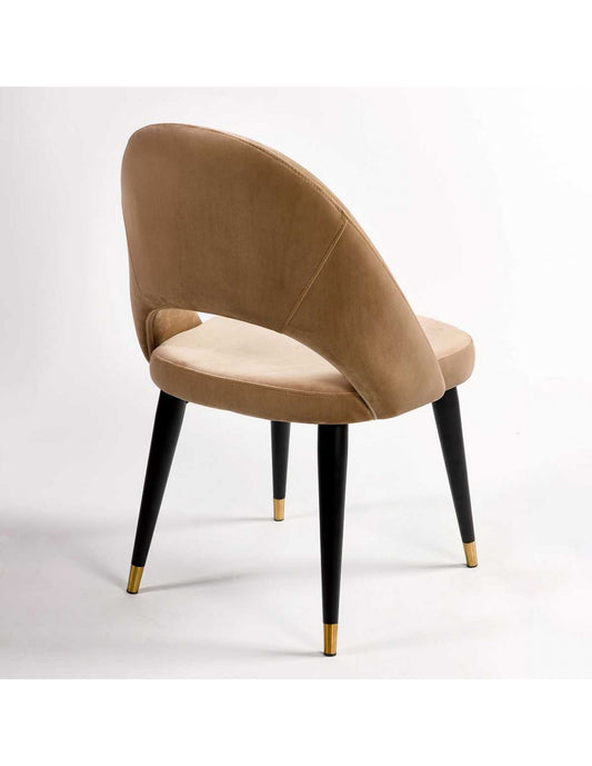 Beige velvet chair black leg