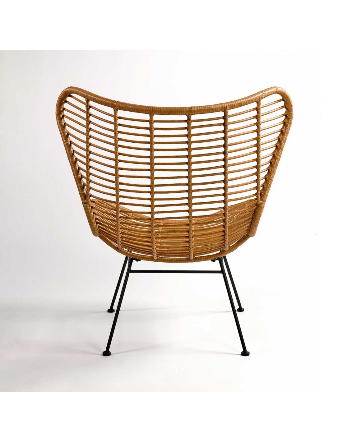 Synthetic fiber and black metal armchair