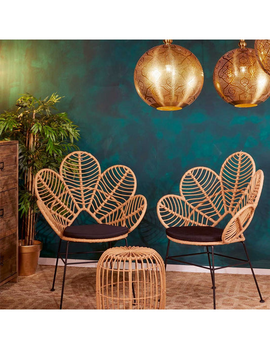 Flower-shaped synthetic rattan outdoor armchair