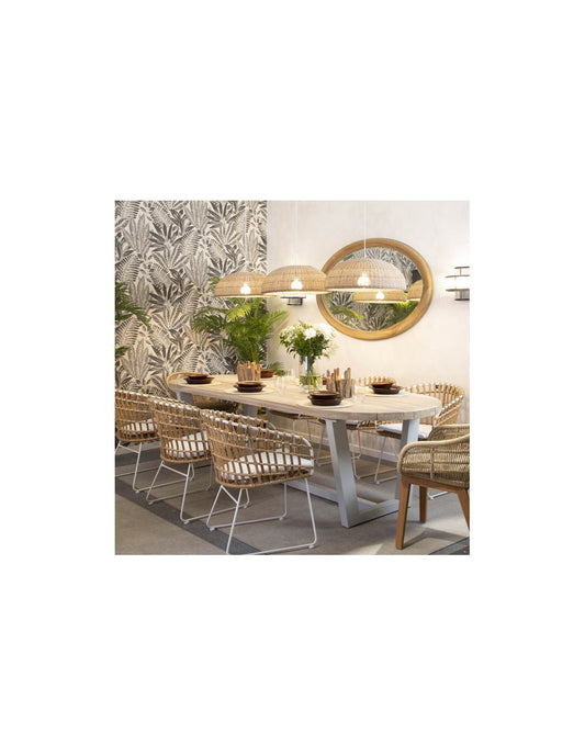 Sillón ratán sintético metal y cojín blanco