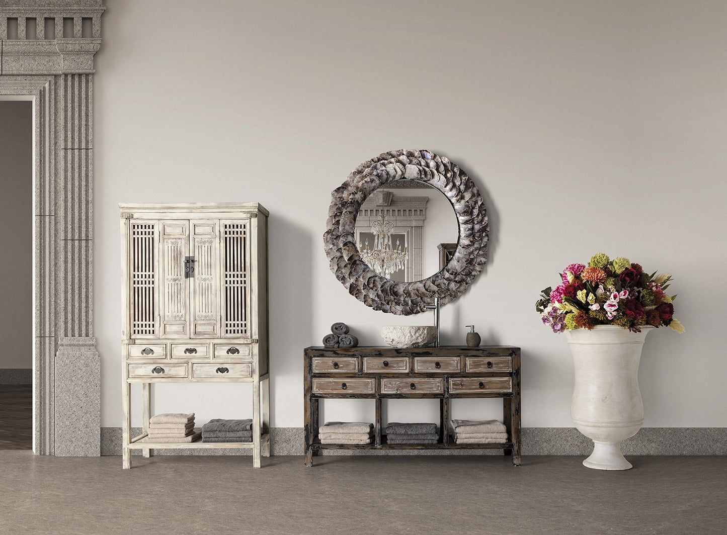 Espejo Inga en Color Marfil