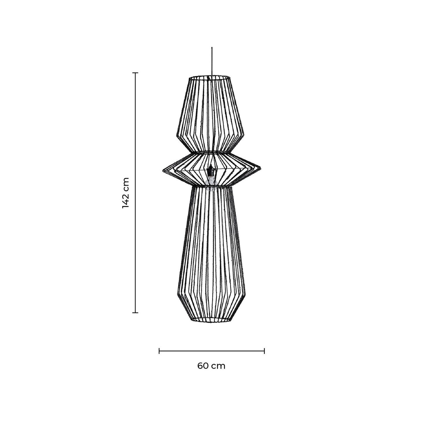 Plissé Metal Ceiling Lamp in Black Colour