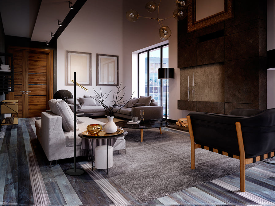 Pie Salón Varas Oro/Negro 2L - Lámparas de Pie - Granada Maison