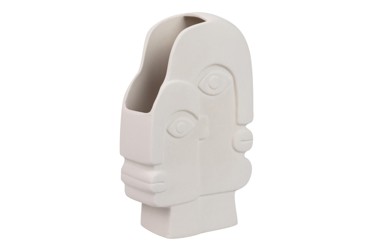 Florero Ceramica Caras Blanco Dalyan 15X5X26 Cm - Floreros - Granada Maison