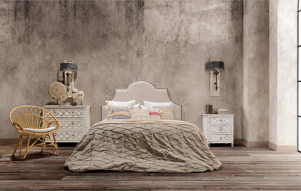 Cabeceros de cama tapizados, de ratán y madera