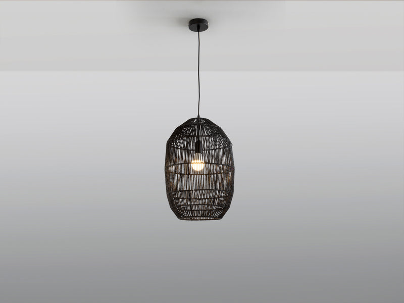 Tizne Lamp Papel Trenzado Negro 30D
