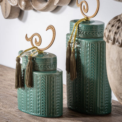 Nekane Vase in Green/Gold Colour