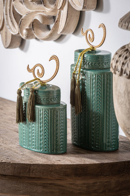 Nekane Vase in Green/Gold Colour