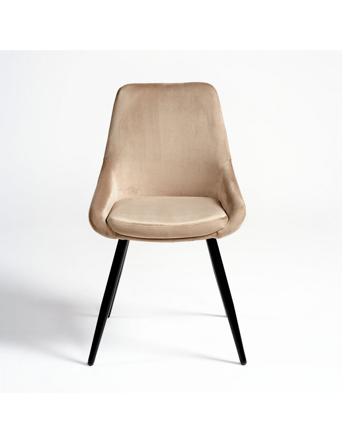 Taupe velvet chair with metal legs