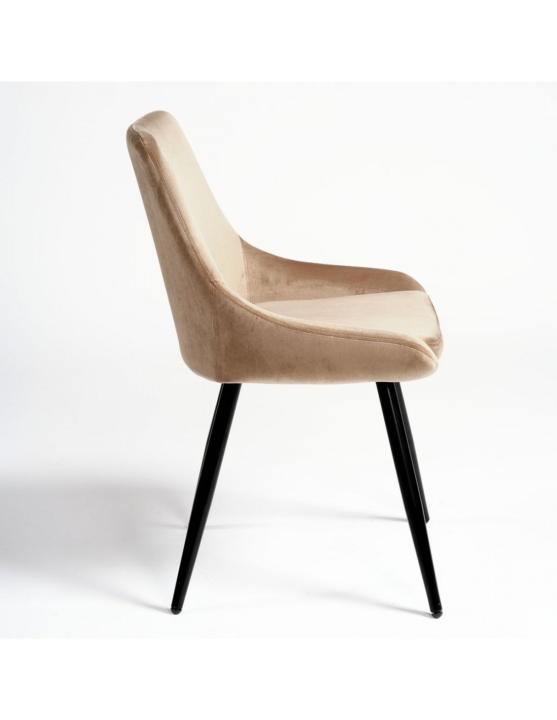 Taupe velvet chair with metal legs