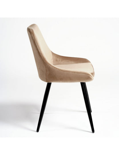 Taupe velvet chair with metal legs