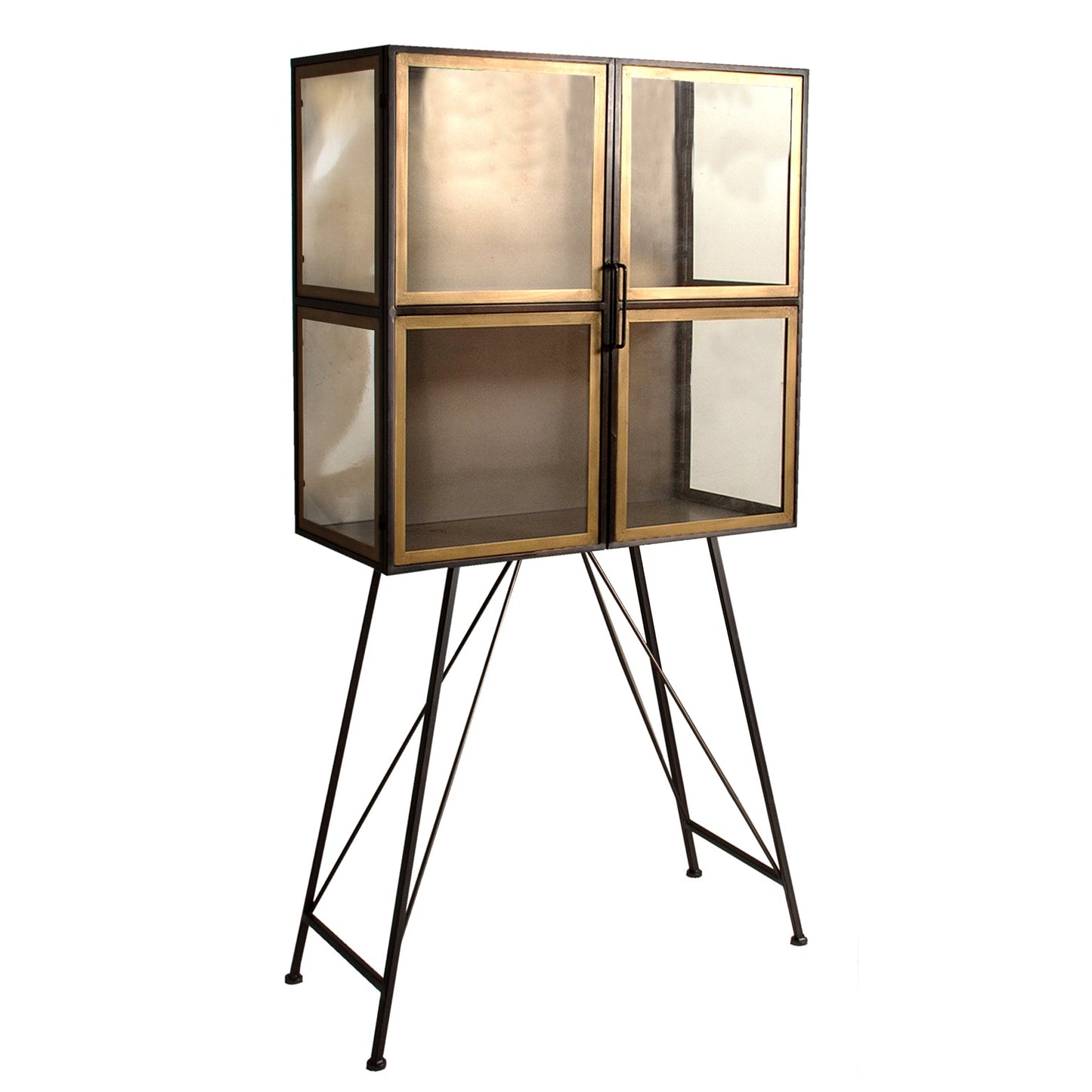 Reken Glass Cabinet in Black/Gold Colour