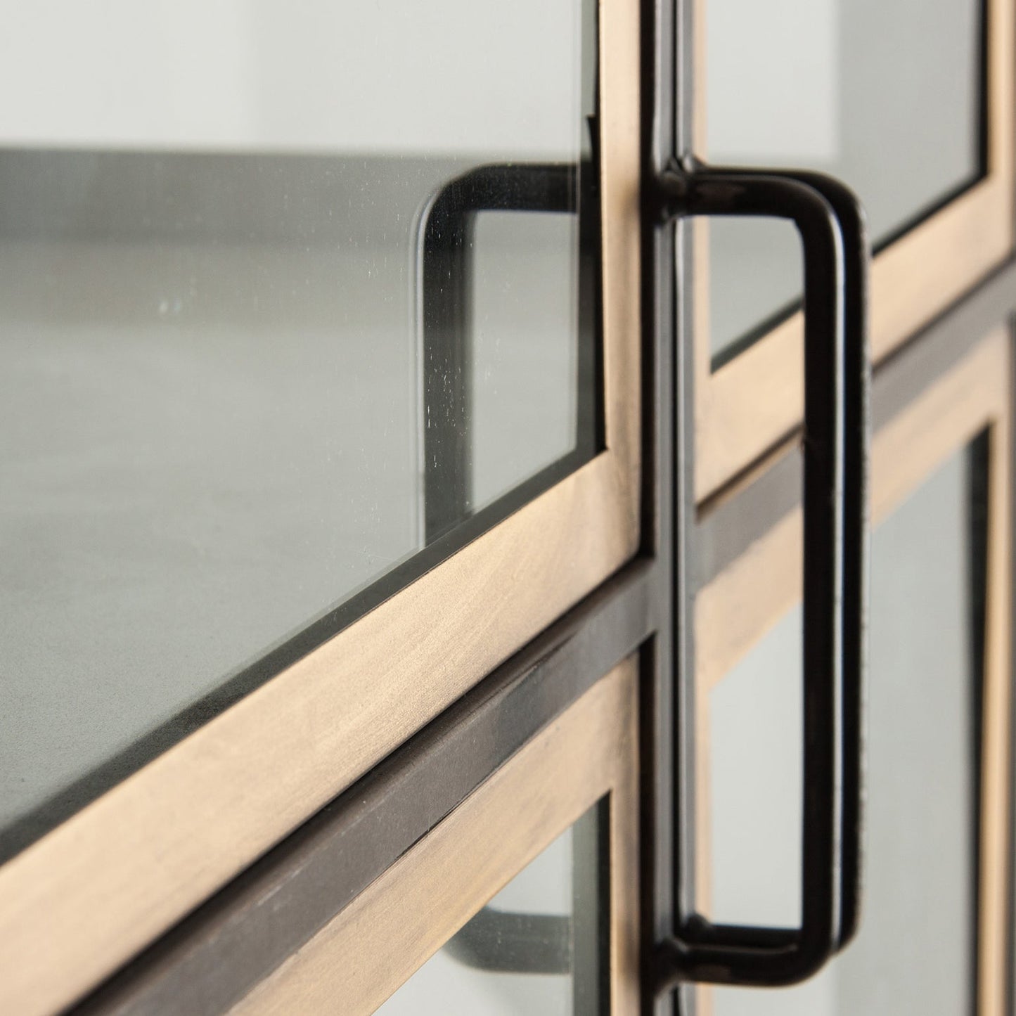 Reken Glass Cabinet in Black/Gold Colour