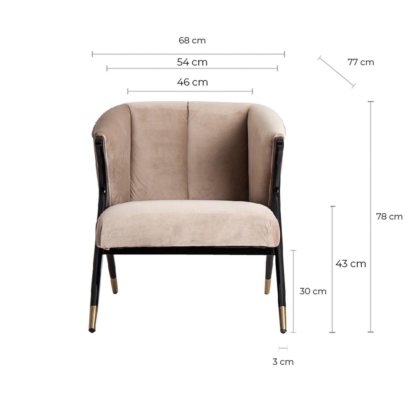 Armchair Carei in Taupe Colour