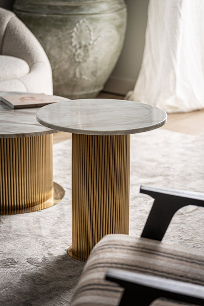 Coen Side Table in White/Gold Colour