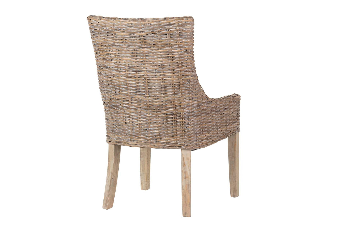 Silla Ratan-Lino-Madera Blanco Beige 54X52X91 Cm