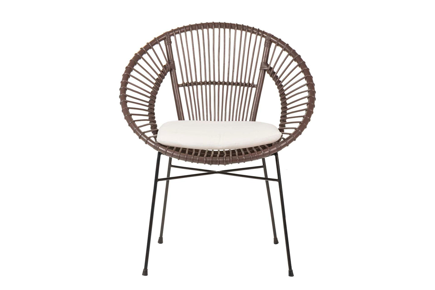 Silla Rattan Metal Cojin Blanco 72X60X87 Cm