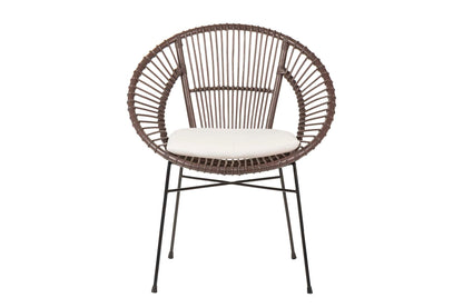 Silla Rattan Metal Cojin Blanco 72X60X87 Cm