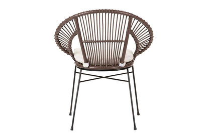 Silla Rattan Metal Cojin Blanco 72X60X87 Cm