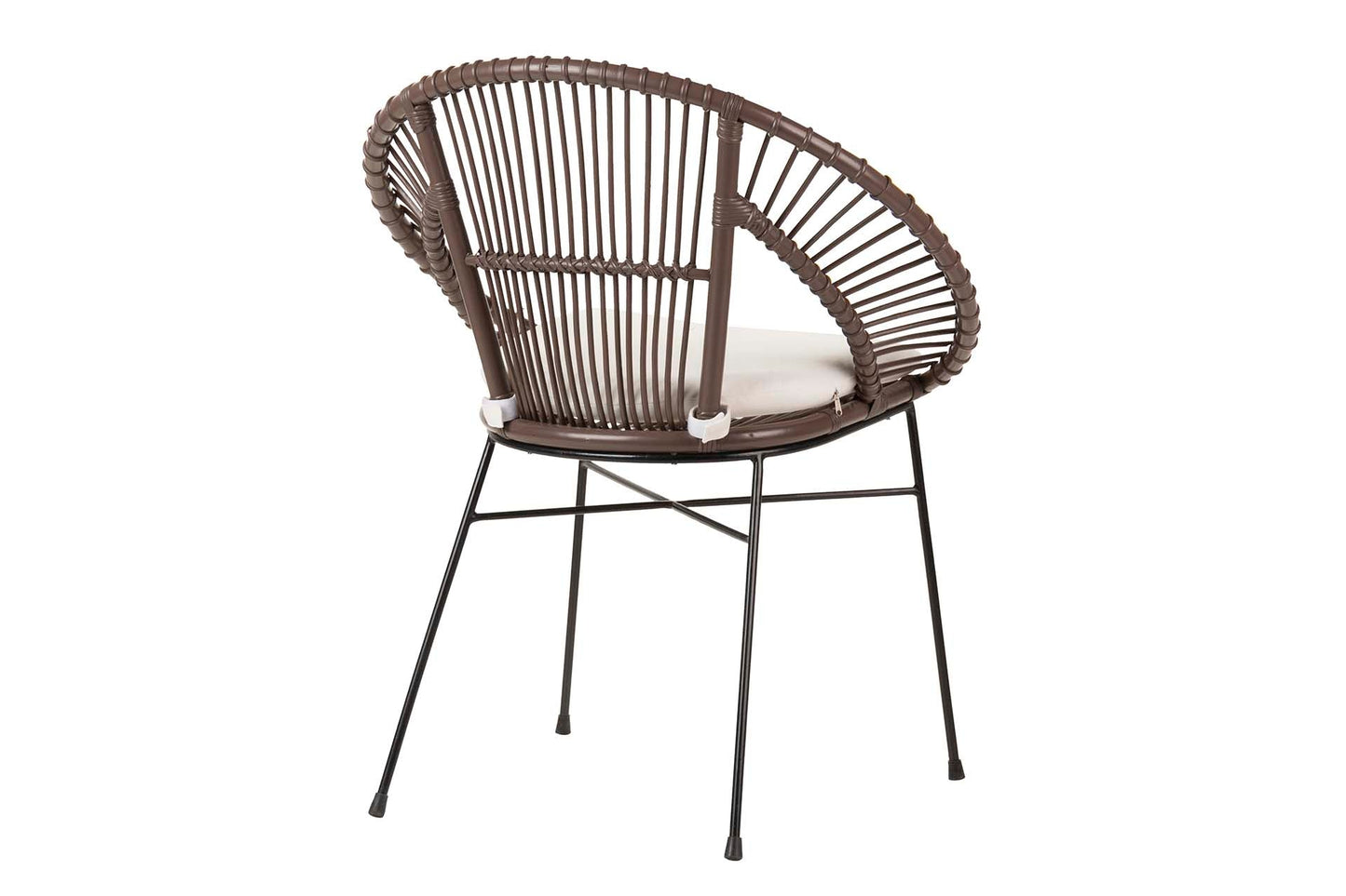 Silla Rattan Metal Cojin Blanco 72X60X87 Cm