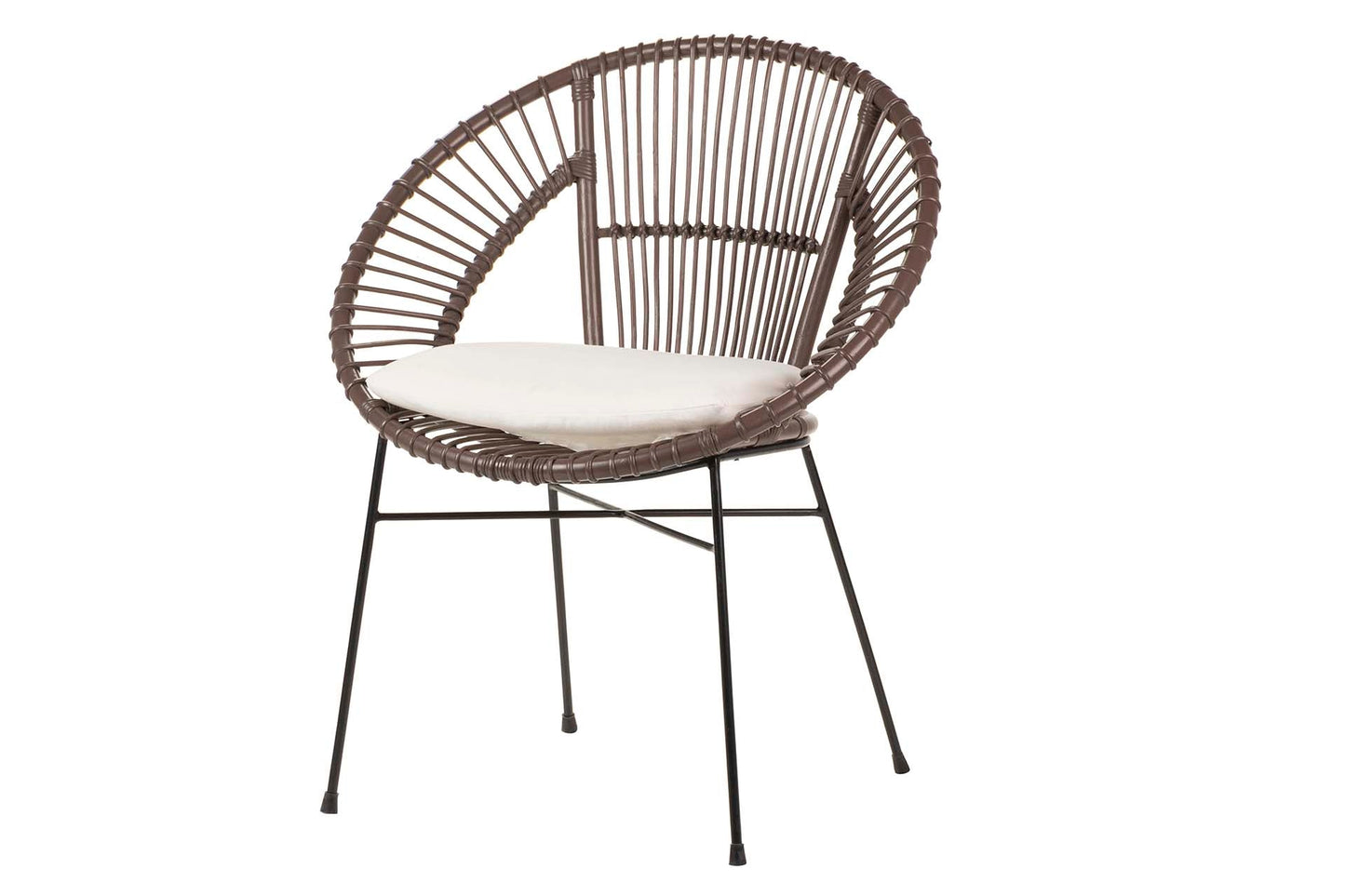 Silla Rattan Metal Cojin Blanco 72X60X87 Cm