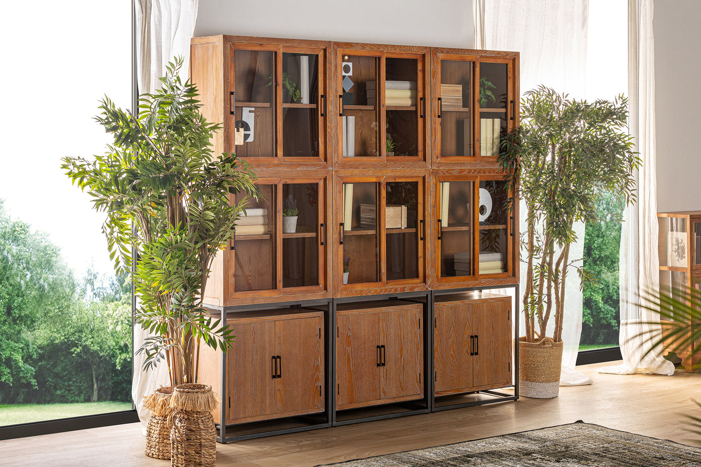 Guer modular Glass Cabinet in Natural Colour