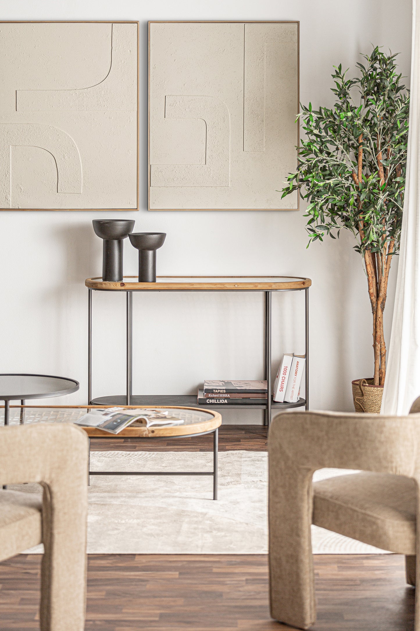 Solden Console Table in Grey/Natural Colour