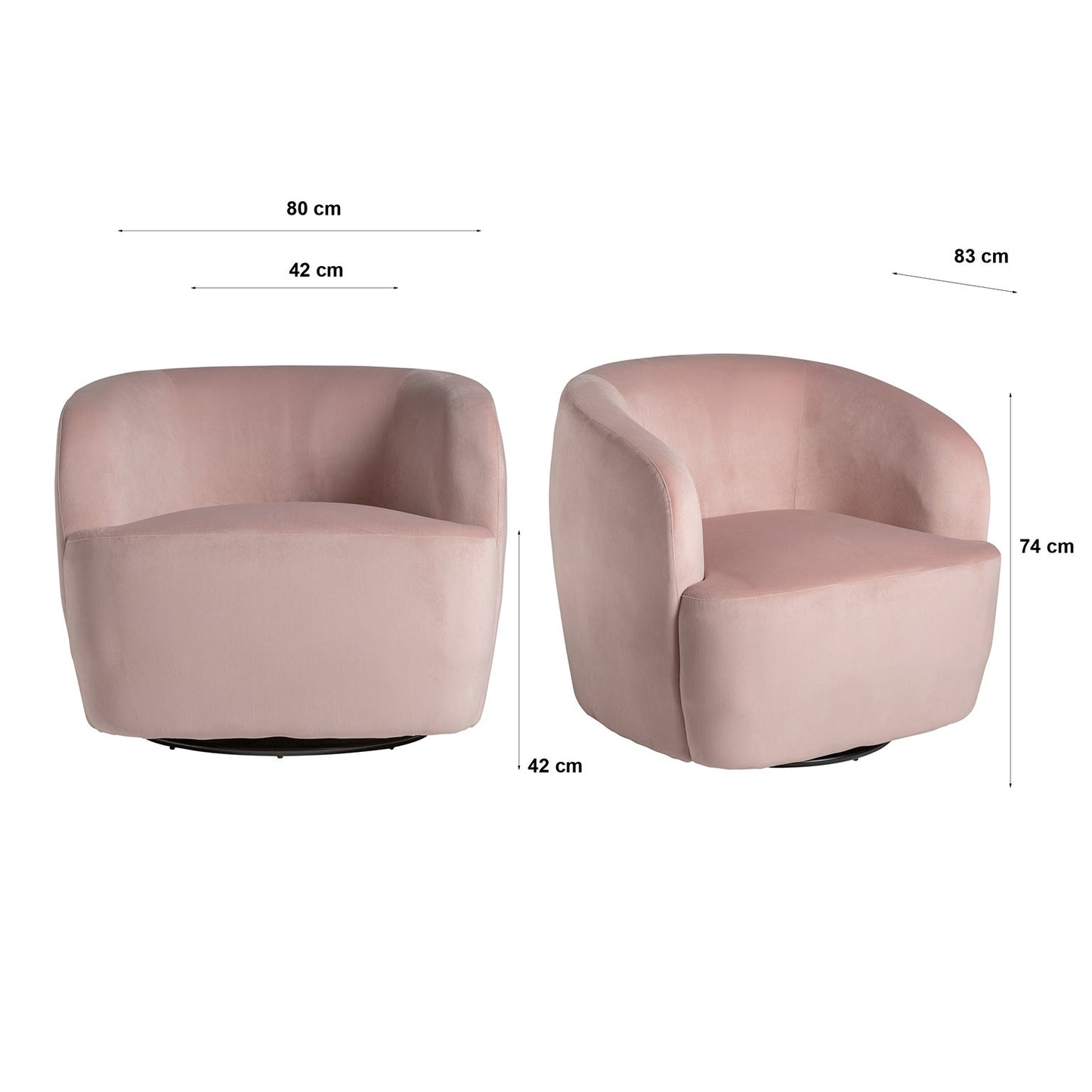 Bougue Rotative Armchair in Pale Pink Colour