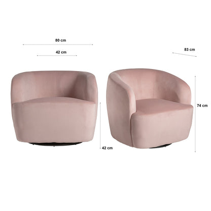 Bougue Rotative Armchair in Pale Pink Colour