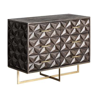 Tully Chest Of Drawers in Brown/Gold Colour