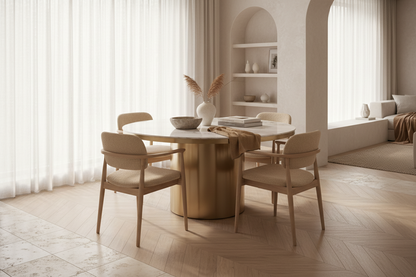 Mesa Comedor Astach en Color Blanco/Oro