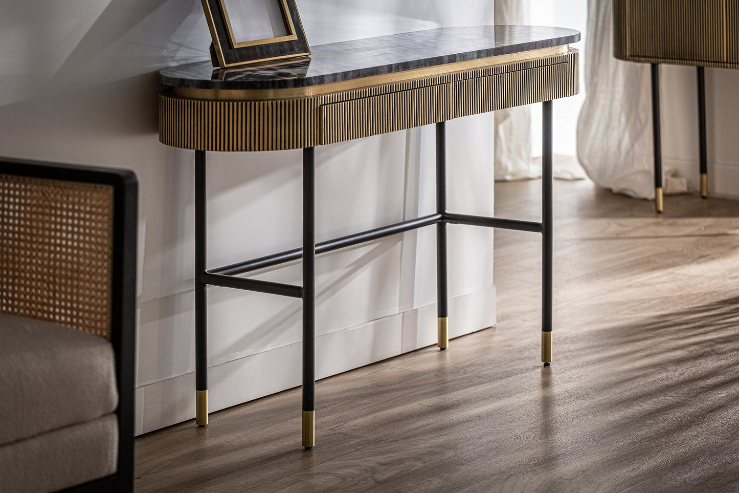 Valbruna Console Table in Gold Colour