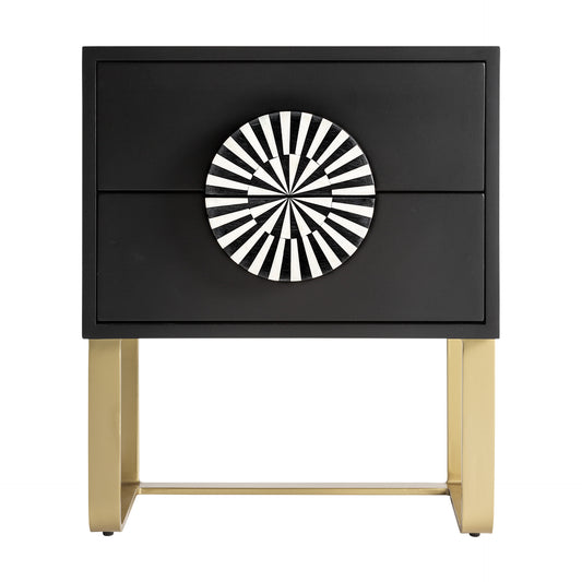 Bedside Table in Black/White/Gols Colour