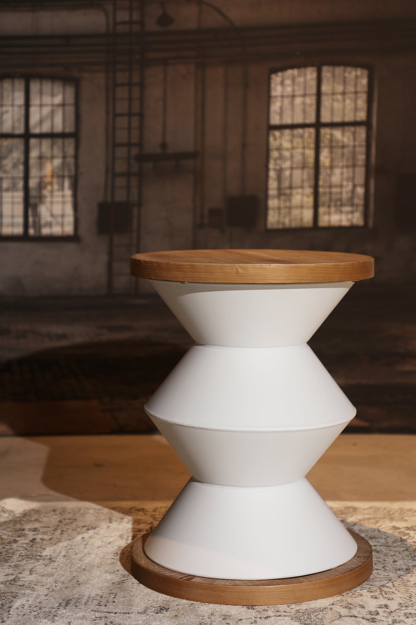 Moriat Side Table in White/Natural Colour