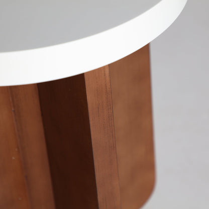 Grandval Side Table in White/Brown Colour